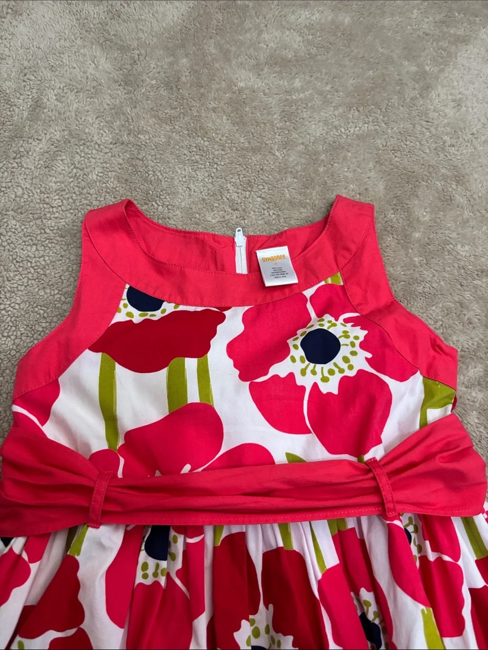 Gymboree Red Floral Fit-and-Flare Dress with White Background